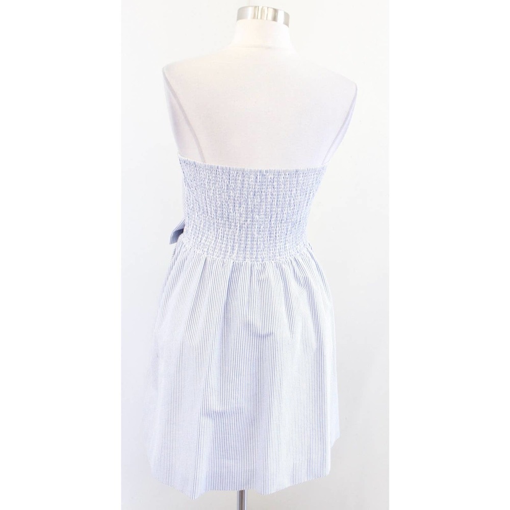 Lilly Pulitzer Henrietta Blue White Seersucker Stripe Strapless Bow Dress Size S - Picture 9 of 9